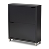Baxton Studio Simms Modern and contemporary Dark Grey Finished Wood Shoe Storage Cabinet with 4 Fold-Out Racks